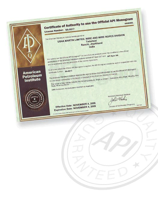 Wire Rope Accreditation Certificate