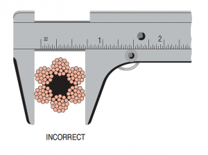 Wire Rope - How to measure with vernier calipers incorrectly