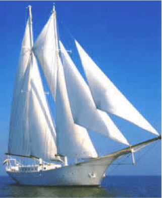 Sailing Yacht on calm sea with blue sky