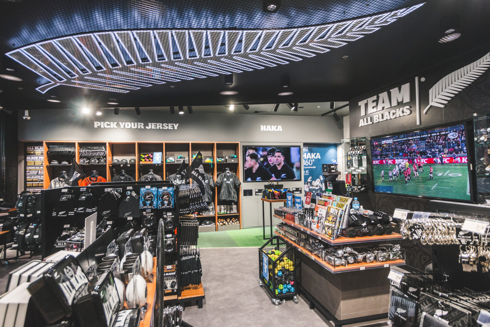 Official All Blacks Store opens featuring an impressive silver fern ceiling display